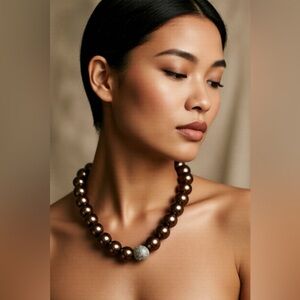 Amrita Singh Grey Faux Pearl with Round Crystal Bauble, with tag.